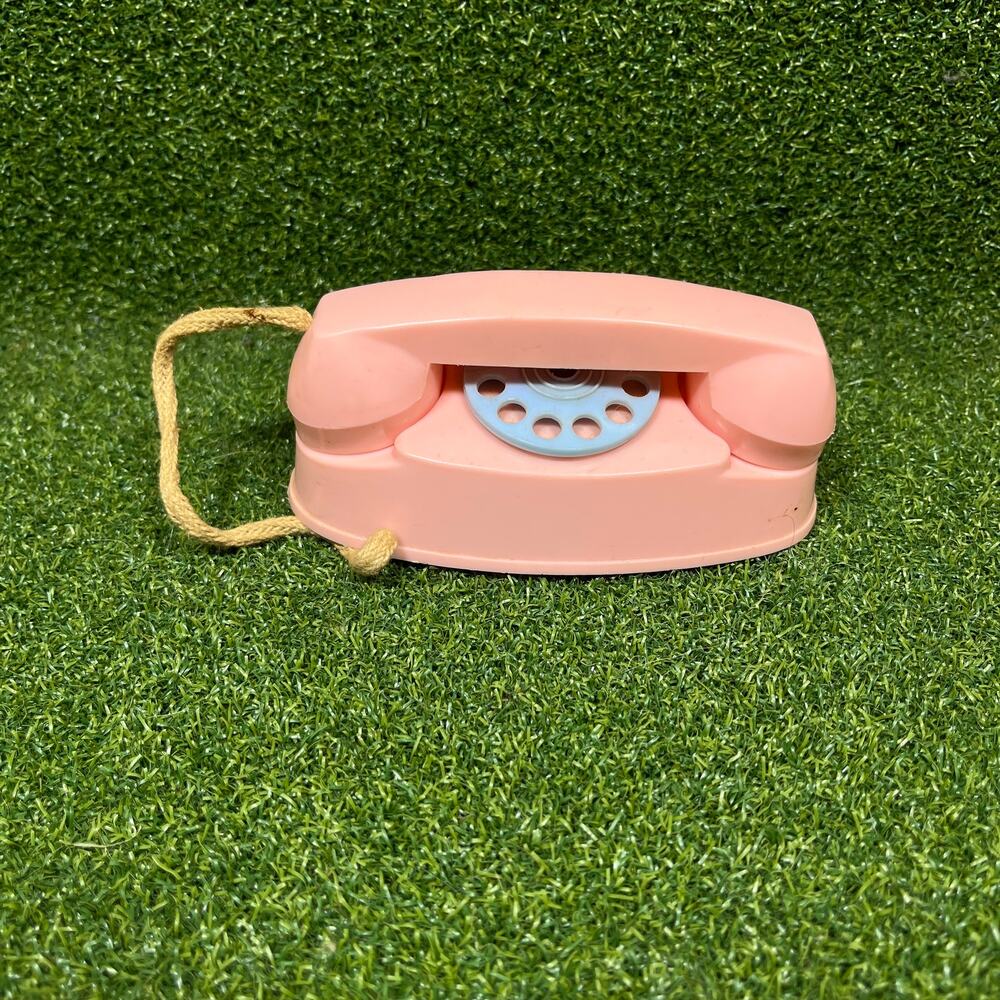 Vintage Pink Princess Phone Retro Plastic Telephone Toy Dollhouse